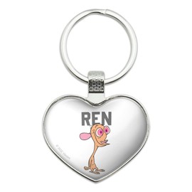 Ren and Stimpy Show Collegiate Ren Keychain Heart Love Metal Key Chain Ring