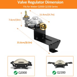 64865 Grill Valve Regulator for Weber Q2000 Q2200 Series Gas Grills, Regulator Compatible with Weber54060001, 396002, 566001, 566002 Grill Models, Replacement for Weber 64865 Gas Regulator