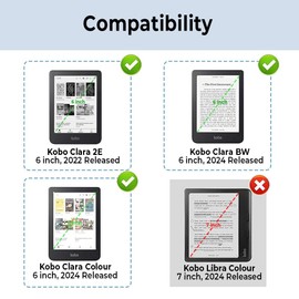 J.M.SHOW Case for 6" Kobo Clara 2E 2022 Released/Clara Colour/Clara BW(2024) Premium, Lightweight PU Leather Cover with Hand Strap, Auto Wake/Sleep for Kobo Clara 2E 6inch-Black