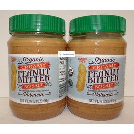 Trader Joe's2 Trader Joes Organic Creamy Peanut Butter Valencia No Salt 16oz 454g Two Bottles