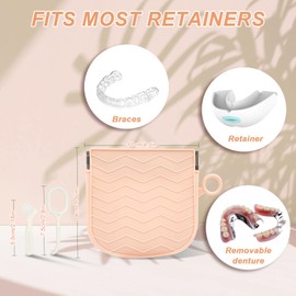 AOOWU Silicone Retainer Case, Portable Braces Case with Vent Holes, Slim Portable Orthodontic Dental Retainer Box for Women Men Kids Travel, Suitable for Aligner, Denture, Mouth Guard, Pink