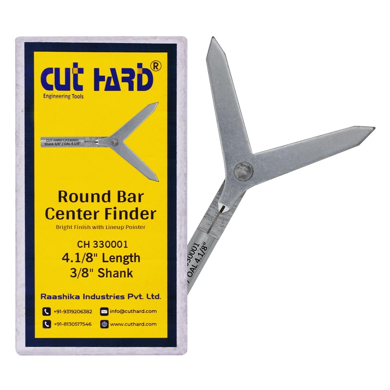 CUTHARD Round Bar Center Finder - 4.1/8" Length, 3/8" Shank,
