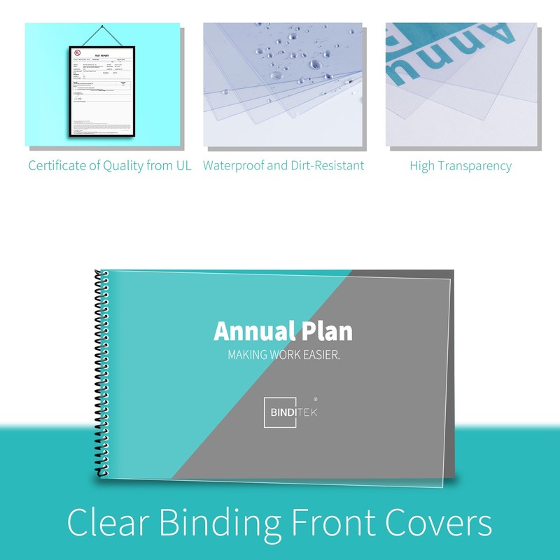 Binditek 100 Pack Binding Covers and Backs Set, 8.5 x