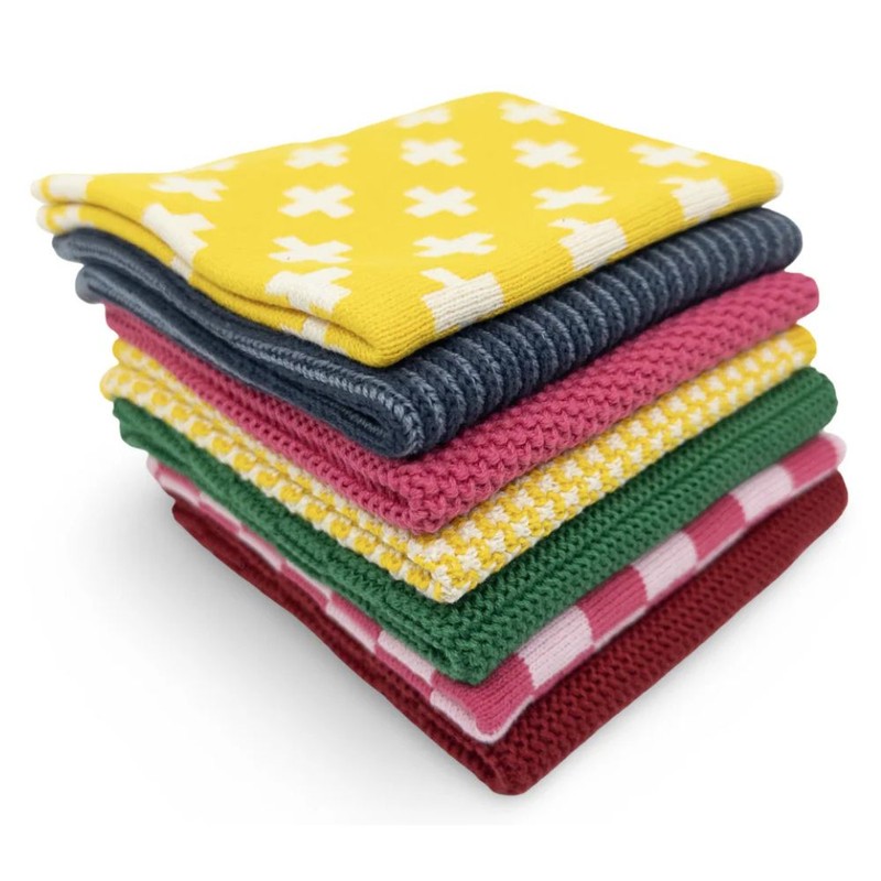 Ecovask Daily Use Dish Cloth 7pc Variety Pack Organic Cotton,
