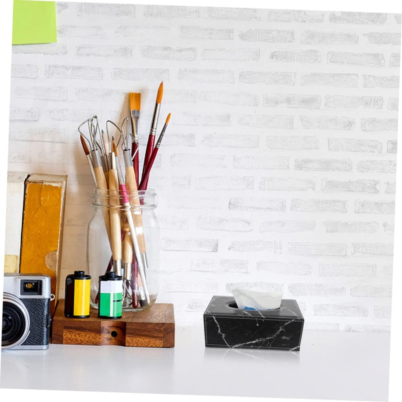 ABOOFAN Marble Tissue Box Elegant Black Marble Pattern Napkin Holder