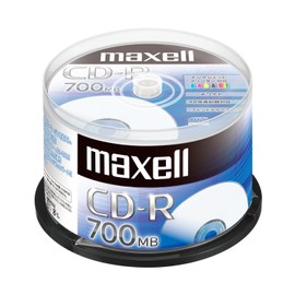 Maxell CDR700S.PNW.50SPZ for Data (For Single Recording) CD-R 700 MB, 48x Compatible, Inkjet Printer Compatible, White (Non-Wide Printing), 50 Sheets, Spindle Case Included