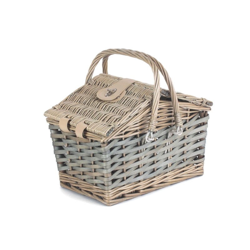 Red Hamper Poplar Antique Wash Swing Handle Picnic Basket, Brown