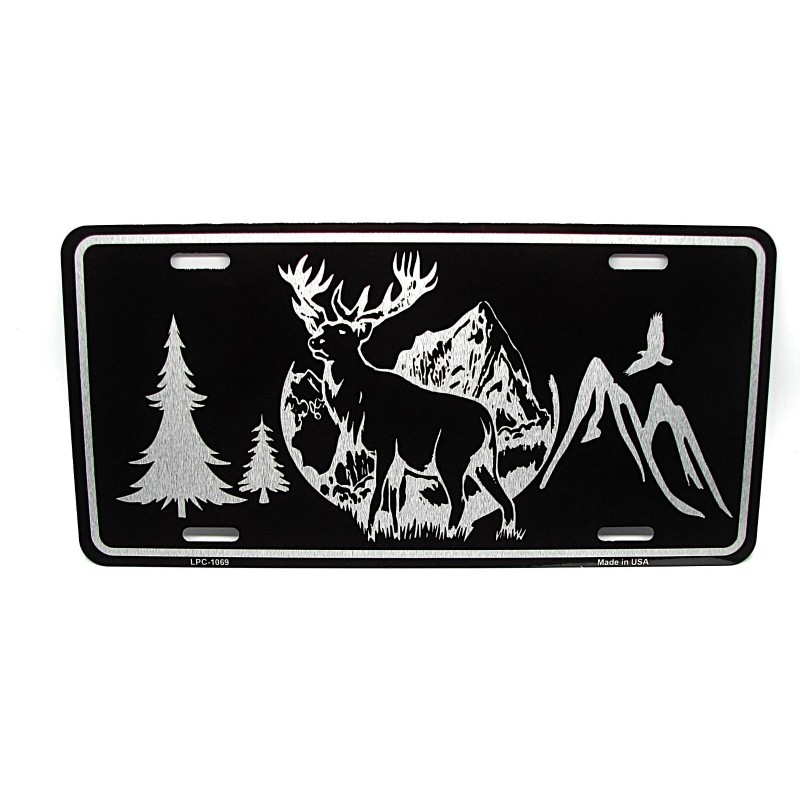 DIGIART INTERNATIONAL DEER ELK BLACK BRUSHED HUNTING METAL CAR NOVELTY