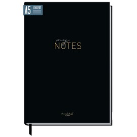 Trendstuff by Häfft Notebook A5 Lined [Black Edition Gold] 124 Pages, 62 Sheets Ideal as a Diary, Bullet Journal, Idea Book, Writing Book, Sustainable and Climate Friendly