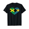 Jamaica Bahamas Flag Heart Jamaican Bahamian T-Shirt