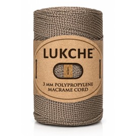 Lukche 3mm Premium Polyester Macrame Cord, 147 Yards, 100% Polypropylene Macrame Rope for Crochet, Wall Hangings, Plant Hangers, Macrame Bags, Basket Bases and DIY Crafts (Latte 1)