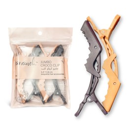 Parvaneh Jumbo Croc Clips,4pcs,Extra Large Alligator Hair Clips for Women,5.4''(13.8cm) Thick & Long Hair,Matte,Strong Grips,Anti-slip Hair Sectioning & Cutting Accessories for Salon,Beige & Brown