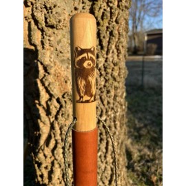 Jesus Reigns USA Raccoon Natural Earth Tones Poplar Wood Walking Stick Hiking Staff - (Standard Adult) 55 Inches