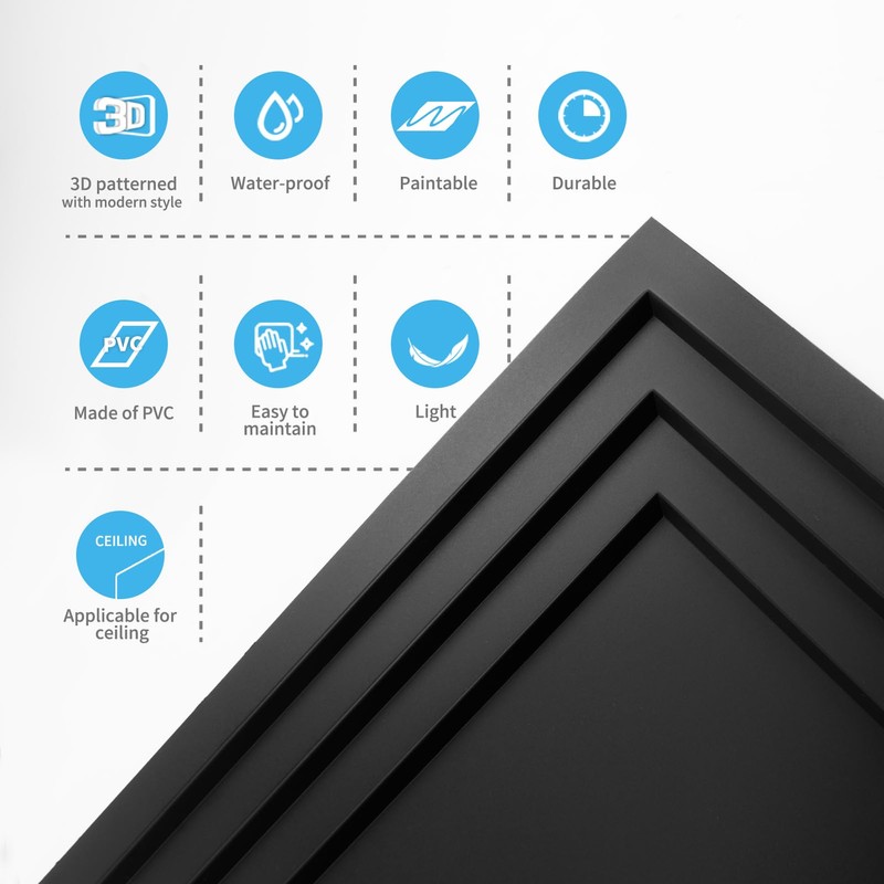 Art3d 12-Pack 24x24 Inch PVC Waterproof Drop Ceiling Tiles for