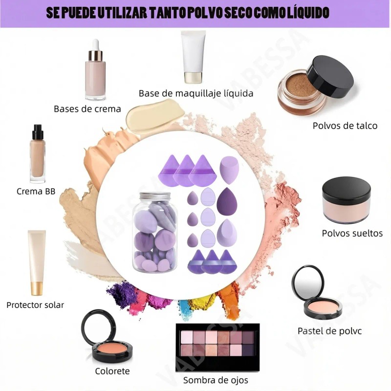 16 Pcs Set De Esponjas Para Maquillaje Incluye 6*beauty Blender