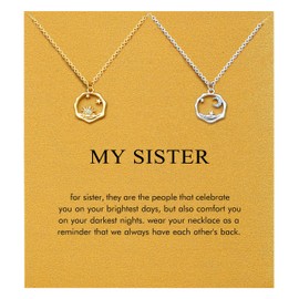 Baydurcan Sisters Gifts from Sister, Sister Necklace for 2 Christmas Gifts for Sister Sun and Moon Necklace (Sun moon)