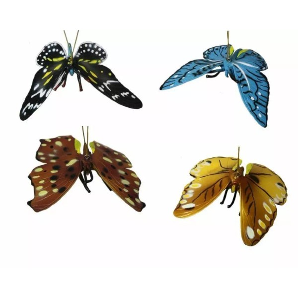 Mamejo Nature 4PK Assorted 5" Butterflies Realistic Rubber Replica by