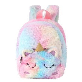 YIRANJIA Unicorn Backpack for Kids,Plush Unicorn Backpack,Fluffy Mini Unicorn Backpack Bags for Girls Kids Travel Plush Rainbow Schoolbag