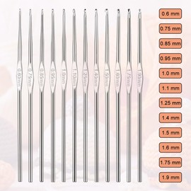 Small Size Crochet Hook Stainless Steel Crochet Needles QLRFFLJOY 12 pcs Metal Crochet Hooks (0.6mm - 1.9mm) Embroidery Thread Knitting Weaving Tool DIY Lace Yarn Crochet Needle