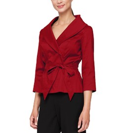 Alex Evenings womens Stretch Taffeta Blouse Dress Shirt, Red, Small US