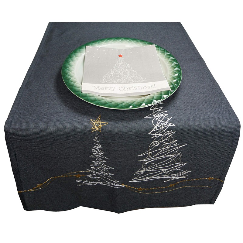 khevga Table Runner Table Cloth Christmas Modern in Grey with