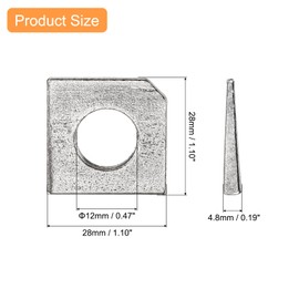 sourcing map 10pcs Beveled Square Washers M12x28x4.8 Stainless Steel Missing Angle Flat Gasket for Channel Steel Wedge Shaped Washers for Shim Leveling