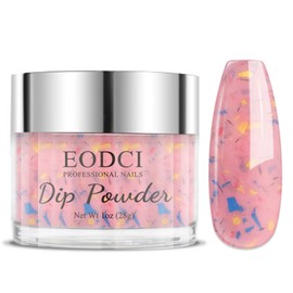 EODCI Pink Color Strip Shaped Glitter Dip Powder, 1 Oz Dipping Powder for Dip Nail Art French Manicure Nail Starter & Professional Home DIY Salon Use, No Needed Lamp Curing