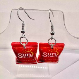 Handmade Sun Chips Earrings - Summer Earrings - Food Earrings - Snack Earrings
