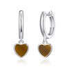Philip Jones Tigers Eye Gemstone Heart Charm Hoop Earrings