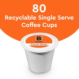 Biggby French Roast, Single Serve Coffee, Recyclable Plastic Cups, 80 Count Box, Dark Roast