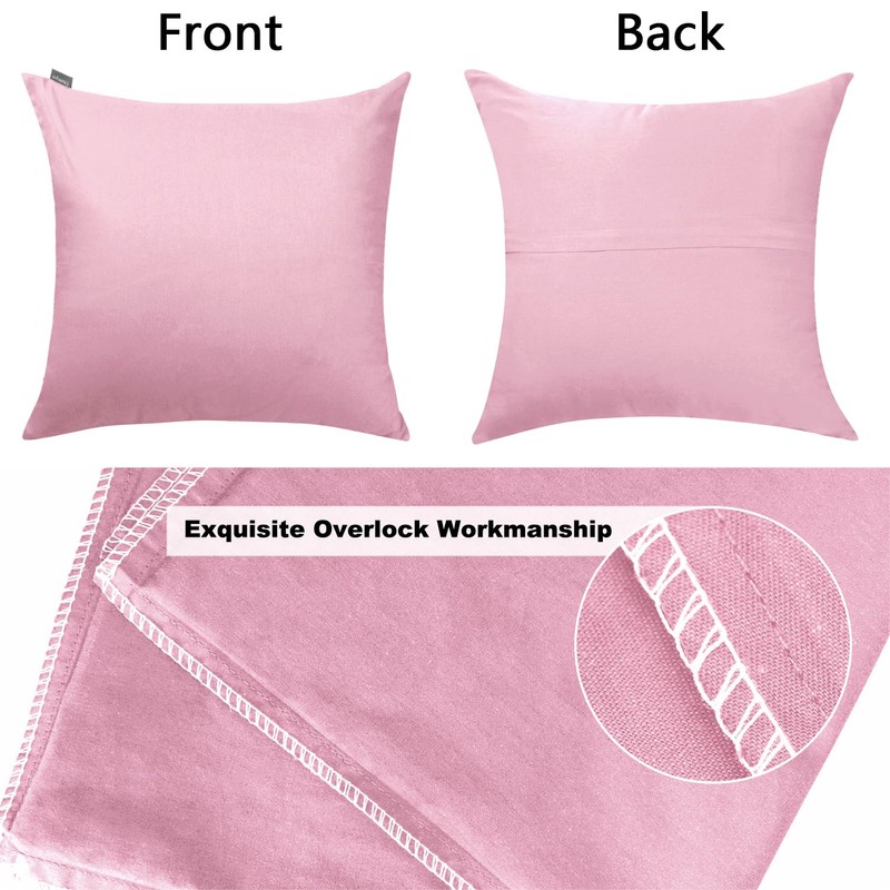 Thmyo 2 Pack 100% Cotton Solid Decorative Square Throw Pillow