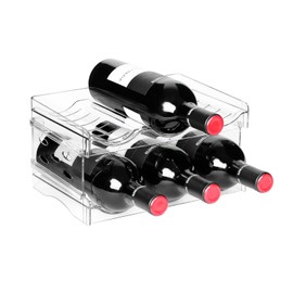 BoxedHome Plastic Water Bottle Organizer and Wine Rack Storage Holder for Inside Cabinet, Kitchen Countertop, Table Top, Pantry, Bars, Cabinets, Fridge - Clear (2 Tier 6 Containers)