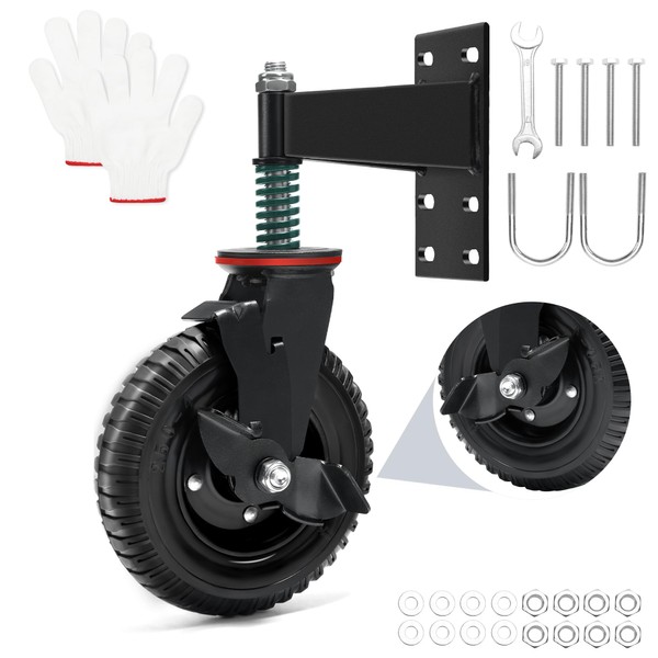 Aukivon 8 Inch Gate Wheel with Brake, Heavy Duty Gate