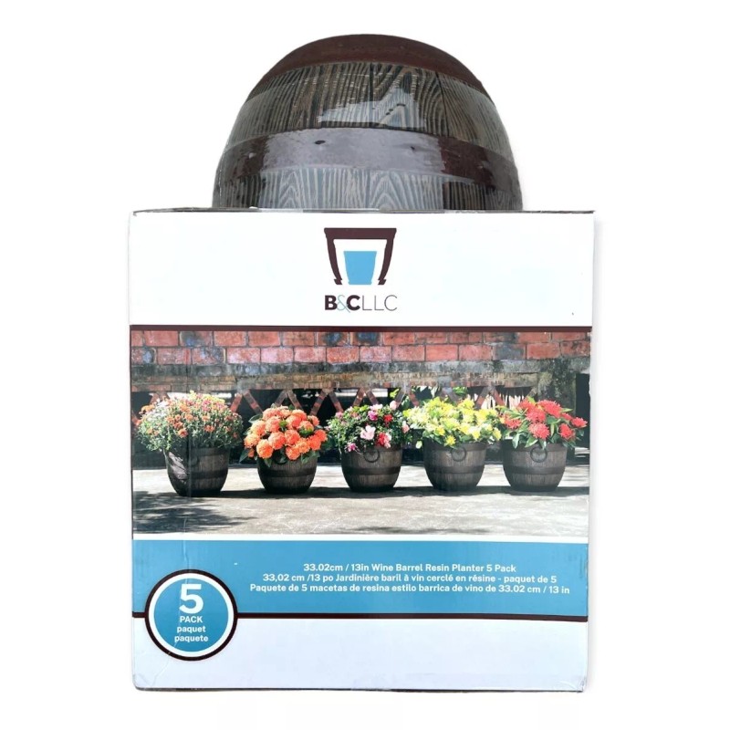 Woodford Barrel Macetas Estilo Barril Paquete 5 Piezas Para Jardin