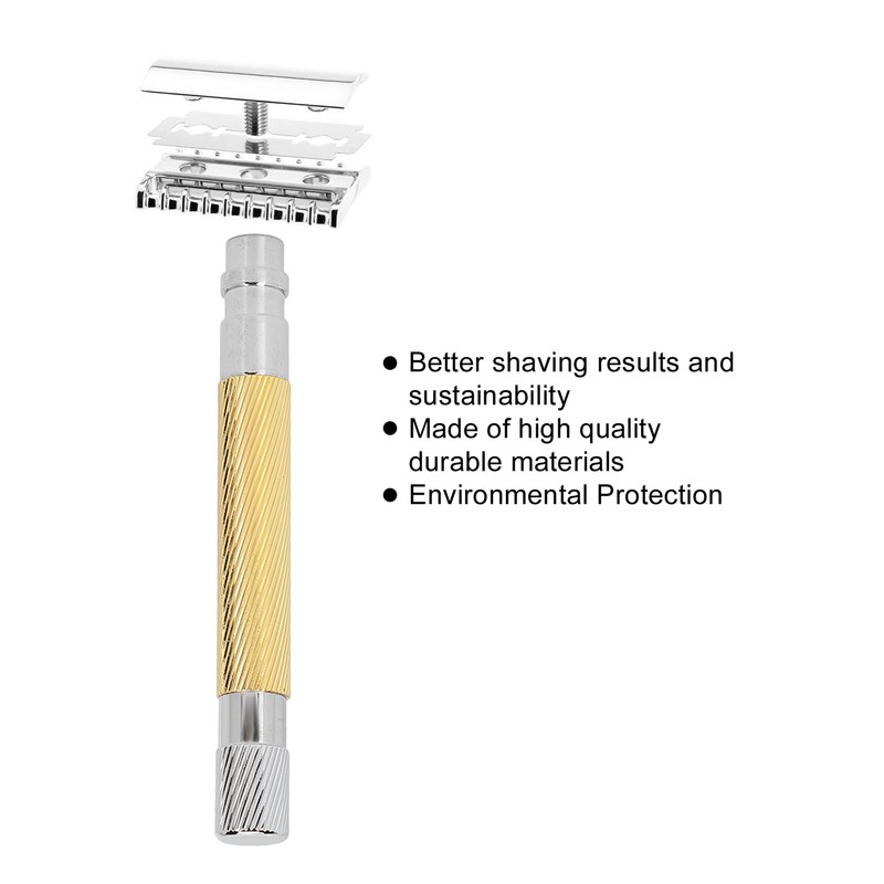 Safety Razor Handle Anti Slip Washable Reusable Metal Hand Shaver