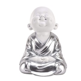 Widdop HESTIA Baby Buddha Silver and White Buddha Child Zen Gift Ornament Hands on Knees HE1677