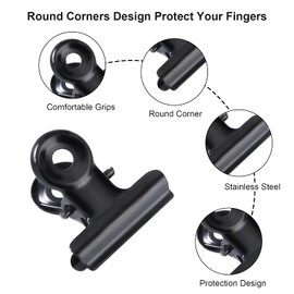 Metal Clips, Small Bulldog Paper Clips, Multi-function Metal Clips for Photos, Offices, Kitchen at Home, Pack of 30, 20 mm (Black)