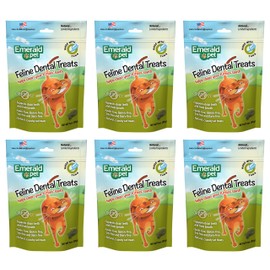 Emerald Pet 6 Pack Feline Dental Treats, 3 Ounces Each, Grain-Free Cat Treats Made in The USA (6 Pack Tuna)