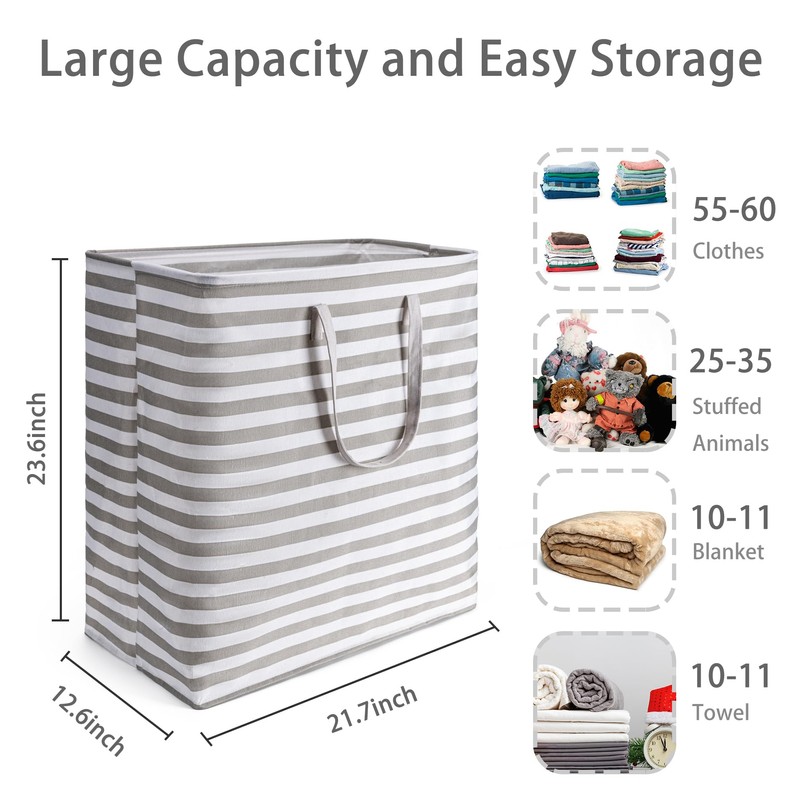 BOOMIBOO 2-Pack Large Laundry Basket,Waterproof Freestanding Laundry Hamper,Collapsible Clothes Basket