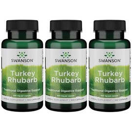 Swanson Turkey Rhubarb - Herbal Supplement for Digestive Health - Natural Formula - (100 Capsules, 500mg Each) (3 Pack)