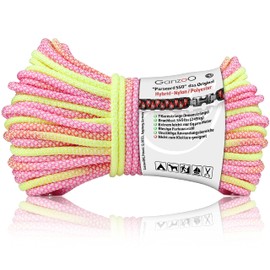 Ganzoo Paracord 550 Rope Rainbow Pink Yellow Diamond, 4 mm, Nylon Polyester, Type 3, 7 Core Strands, 30 m, DIY, Outdoor Cord, Bracelet, Dog Lead, Dog Collar, All-purpose Rope, Multi-Purpose Rope