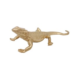 Tricune - Figura decorativa de metal sólido con diseño de lagarto dorado para decoración de computadora en casa, oficina, jardín, lagarto