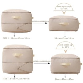 Migugaga compression storage bags ultra space saving self compression organizer compression storage bags for quilts 2024 New Clothes Storage Bags for Travel (Pink, L)