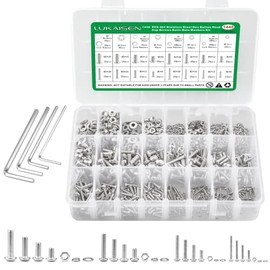 Nuts and Bolts, 304 Stainless Steel 1440 PCS M2 M3 M4 M5 Hex Socket Button Head Cap Screws Nuts Spring Washers Kit Organizers with 4 Wrenches for Machine, Electronic, Wood, Household, Communication