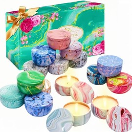 Juego de 16 Piezas Velas Aromaticas, ZRJJTQ Cera de Soja 100 Pura(Por Lata 2.5 Onzas), Regalos para Mujer, Velas Aromaticas Decorativas Alivio del... 