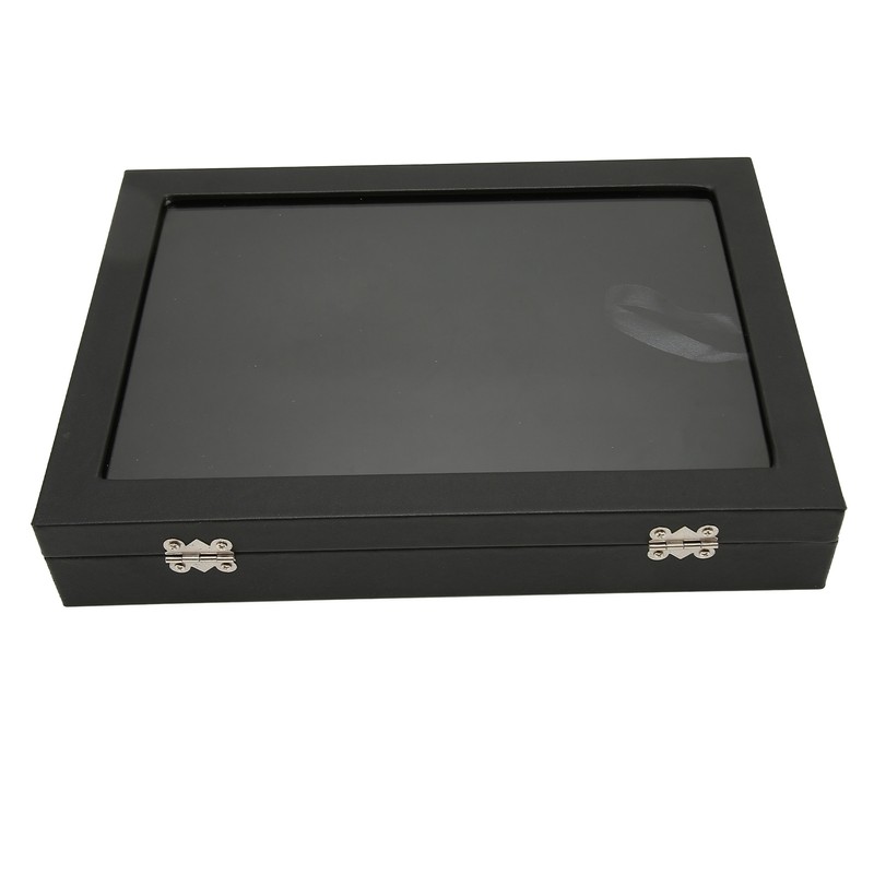 Pin Display Case Dustproof Transparent Glass Lid Badge Storage Box