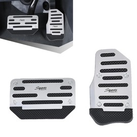 Tesnaao 2 PCS Car Non-Slip Pedal Pads Set, Accelerator Pedal Covers, Car Brake Pedal Protectors, Automatic Automobile Accessories, Universal for Most Cars, Trucks and Vans (Silver)