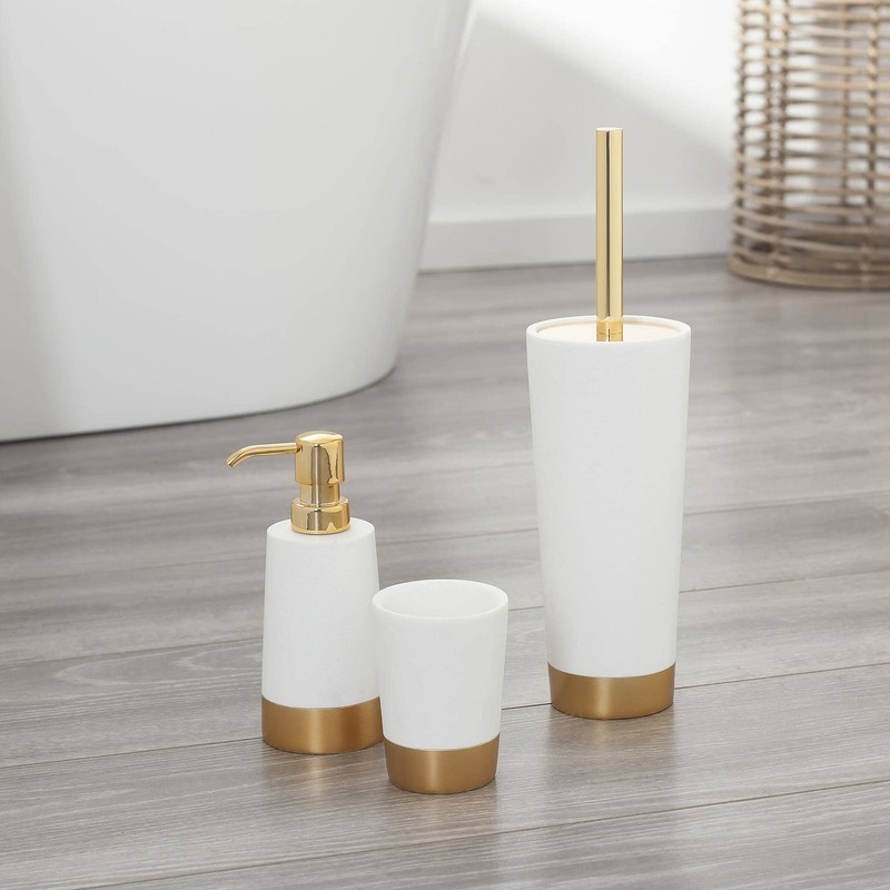 Sealskin Glossy Toilet Brush and Holder, Polyresin, Gold, 9.5 x