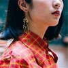 Abstract Gold Fun Statement Human Face Shaped Earrings Geometric Hollow