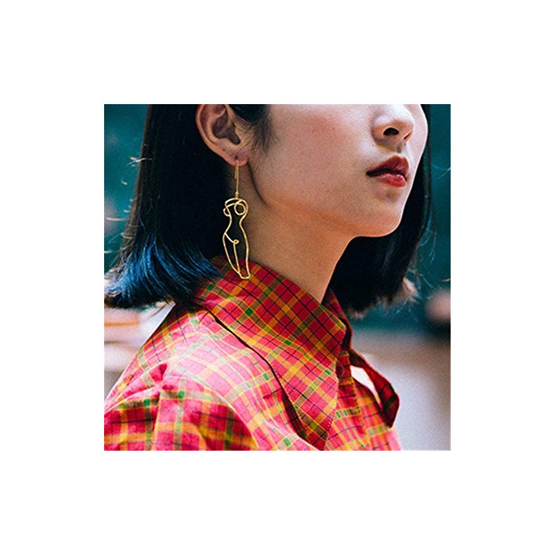 Abstract Gold Fun Statement Human Face Shaped Earrings Geometric Hollow